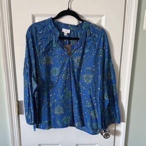 J. Jill Blue and Green Floral Women's Top
